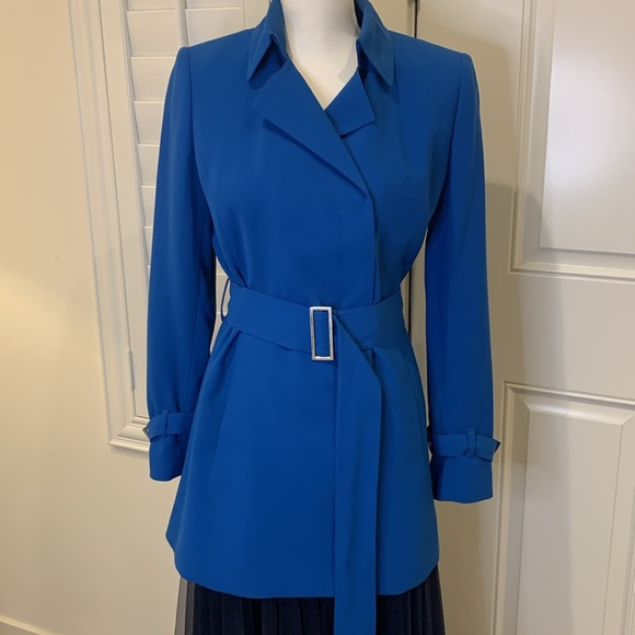 Ann Klein 2-piece trench style long jacket in true blue and black pants 6 🎁 - Picture 1 of 10